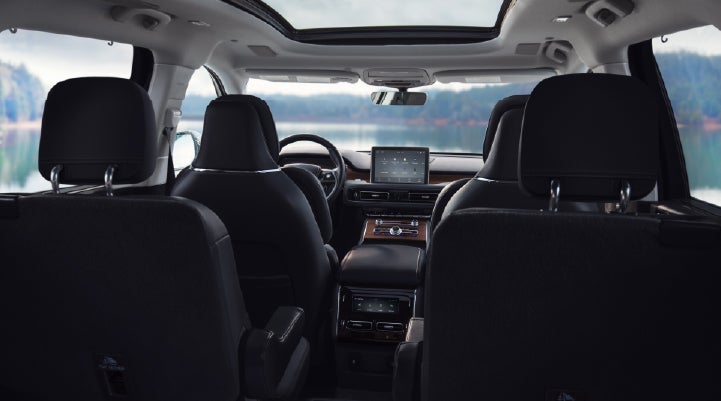 The interior of a 2024 Lincoln Aviator® SUV from behind the second row | Casa Lincoln in El Paso TX