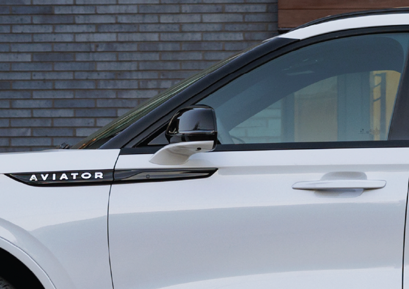 The driver’s door of a white 2025 Lincoln Aviator® SUV is showcased. | Casa Lincoln in El Paso TX