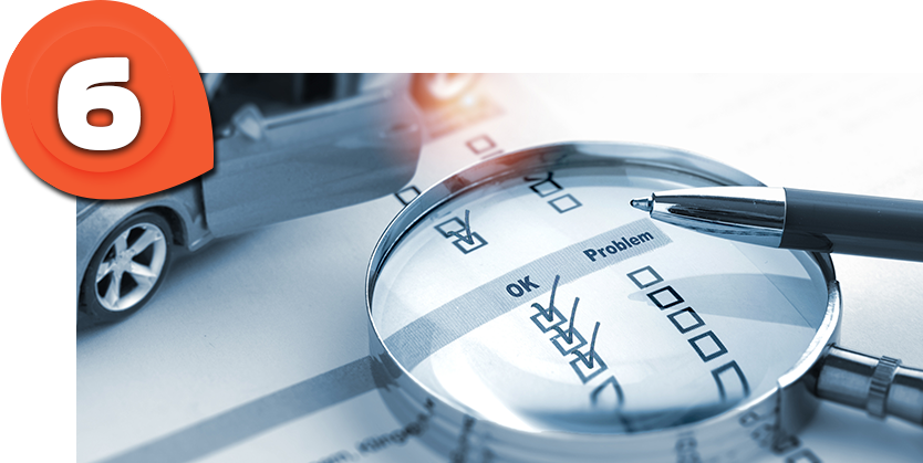 Magnifying glass on the vehicle title